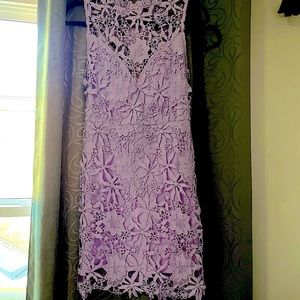 Purple Lavender Lace Strapless Back Zip Dress